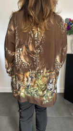 Blouse met panters bruin