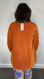 Blouse plissé met ketting oranje SALE