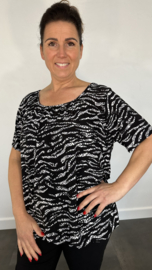 Ballon shirt met elastiek snake wave zwart wit