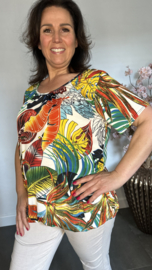 Ballon shirt met elastiek Coloured Palm