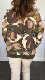 Blouse met boord leaves army