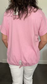 T_shirt met geborduurde bloemen Roze