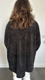 Baby rib vest met rits & capuchon +Size zwart
