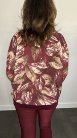Blouse met boord autumn leaves bordeaux