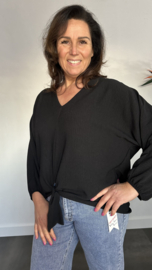 Top met strik CREPE  zwart