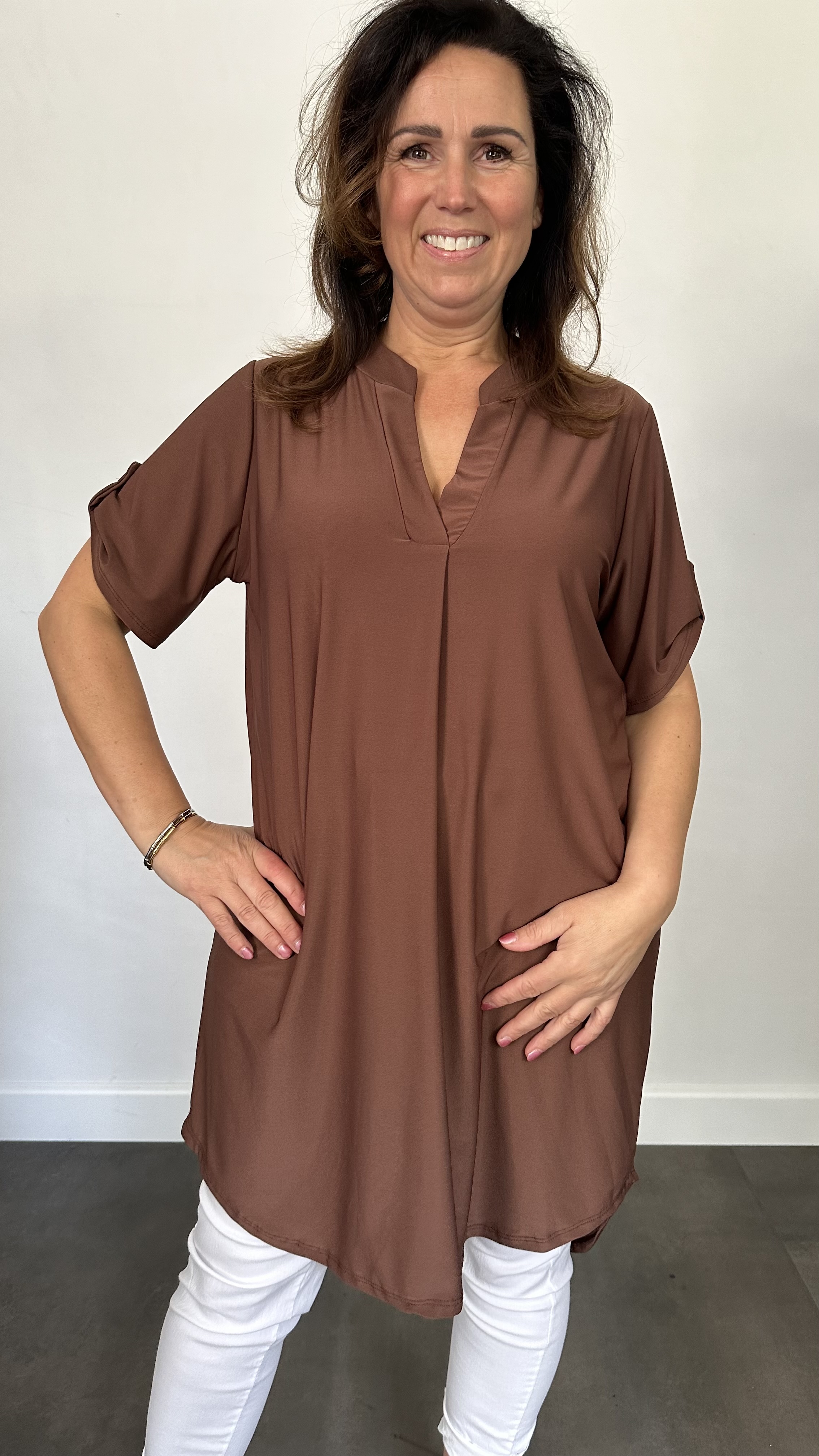 Tuniek liz korte mouw bruin