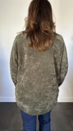 Baby rib sweater met ketting army