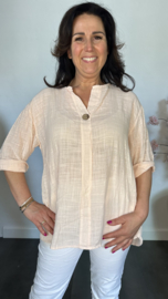 Linnenlook blouse met knoop roze