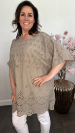 Broderie shirt Fiona taupe