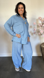 2-Delig comfy pak Sunny ribbel Jeans blauw SALE