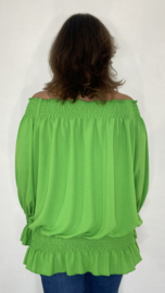 Blouse met gesmokte band Sanne appeltjes groen