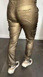 Cargo joggjeans leatherlook coating brons