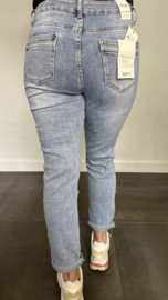 G-smack stretch jeans MOM fit stone wash