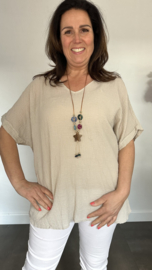 Shirt Lucy met ketting +Size zand