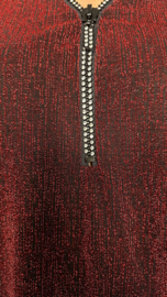 Top "glitter zipp" sparkle lines zwart/rood