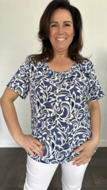 Ballon shirt met elastiek denim versailles(+size)
