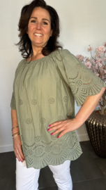 Broderie top Aurora army
