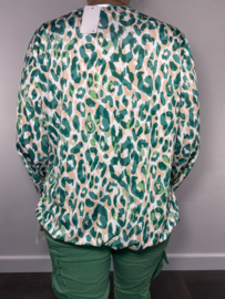 Shirt met plooi en elastiek panter groen
