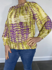 Blouse met elastiek kroko geel