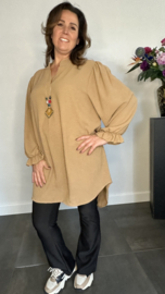 Tuniek Maya lange mouw +SIZE camel