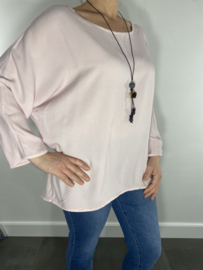 Blouse fonda met ketting zacht roze