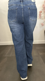 Red Berry Wide leg stretch jeans Glitter bloemen