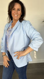 Blazer Marjan met gesmokte mouw ijsblauw