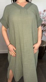 Linnenlook jurk met gehaakt kant Army
