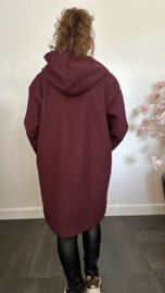 Half lange jas met capuchon Bordeaux