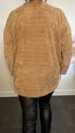 Baby rib sweater met ketting camel