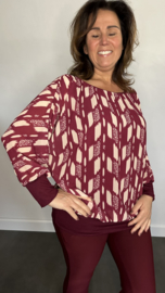 Blouse met boord tracks bordeaux