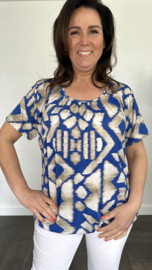 Ballon shirt met elastiek inca kobalt (+size)