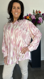 Soft shirt met v-hals en pofmouw Aztec Roze