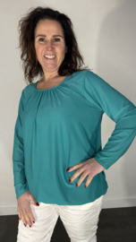 Ballon shirt travel met elastiek smaragd