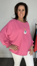 Blouse Femke met ketting en gesmokte boord pink