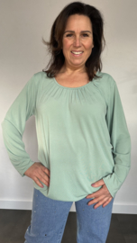 Ballon shirt travel met elastiek licht groen
