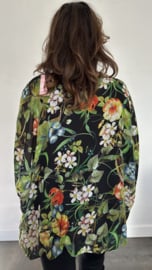 Ballon blouse wild blossom zwart +SIZE extra