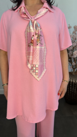 2-Delig pak met v-hals en sjaaltje Pink