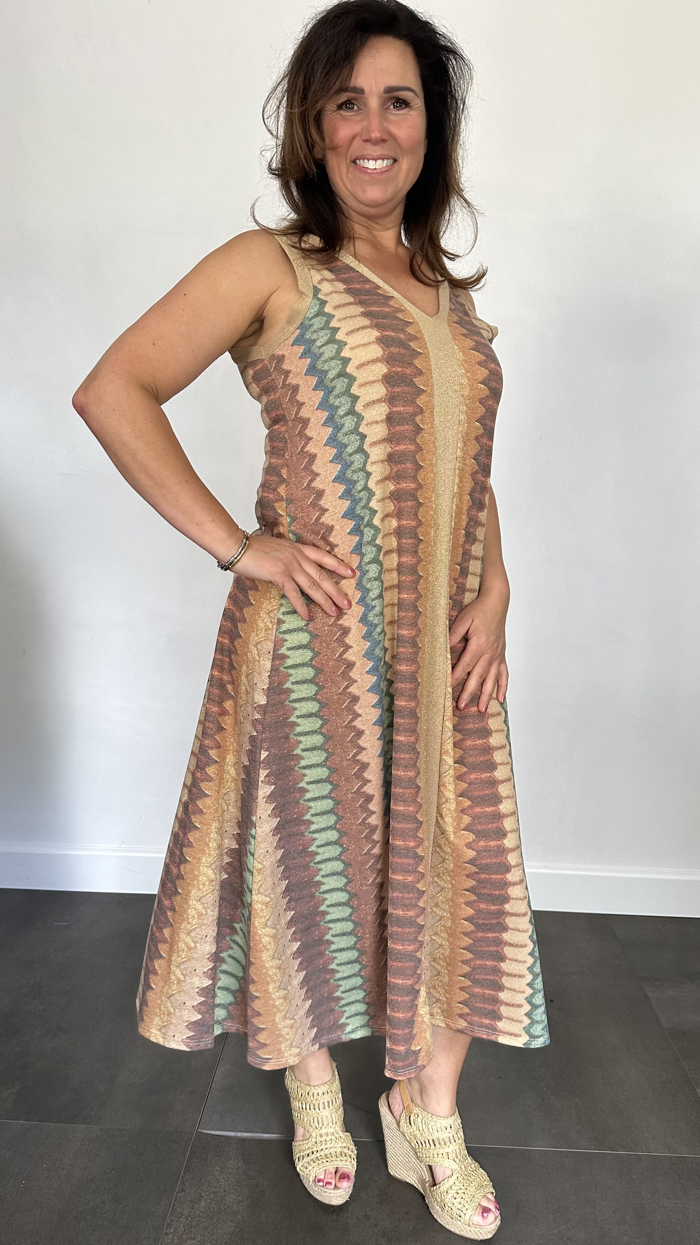 Jurk Vianna camel/groen