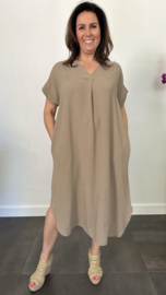 Jurk Maya +Size taupe
