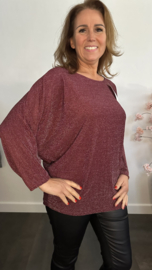 Top Lucy zilver sparkle Bordeaux