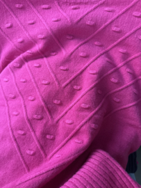 Fijn gebreide trui Julia met pofmouw Fuchsia