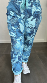 Joggjeans flowers & leaves +SIZE turquoise