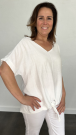 Top met gehaakt detail op de rug ecru