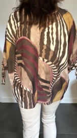 Blouse Selma met strikjes Bruin