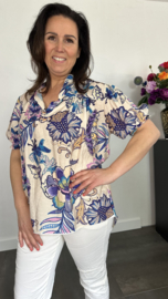 Blouse  Kristel met pofmouw blauw