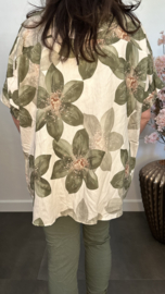 Gebloemd shirt Vera met ketting Army