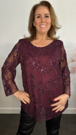 Top Christel met bloemen Bordeaux
