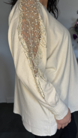 Trui Melany parels & glitters beige
