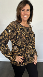 Ballon shirt met elastiek paisley (+size)
